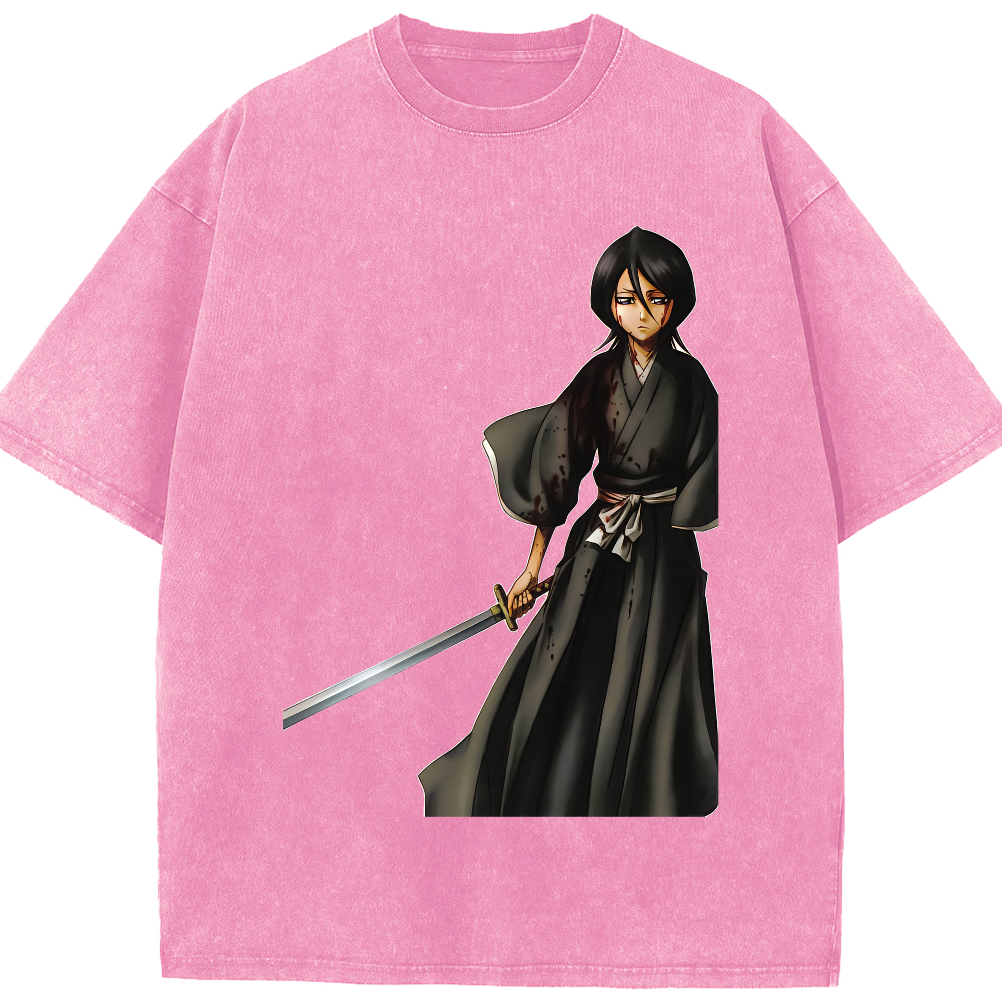 （画像用） ブリーチ 朽木ルキア BLEACH Kuchiki Rukia 綿100% ヴィンテージ風 半袖Tシャツ（フロントプリント）